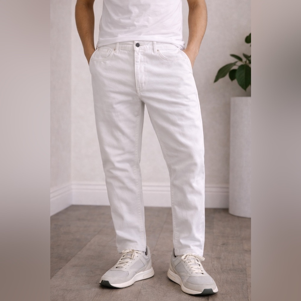 Tristan Slim Straight White Jeans BB4